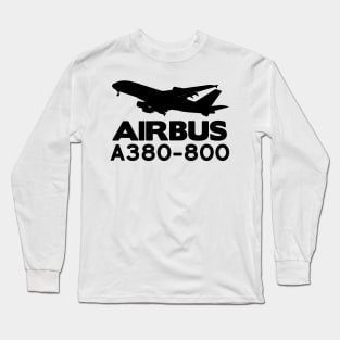 Airbus A380-800 Silhouette Print (Black) Long Sleeve T-Shirt